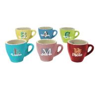 Set 6 Tazzine da caffè in Ceramica Colorate Personalizzate Colori Assortiti Idea Regalo Originale Natale Compleanno Cucina Prima Colazione Mattina Arredo Casa Tavola