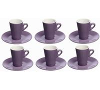 Set 6 tazzine da caffè lilla con piattino porcellana Tognana cm 11x6