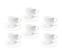 Set 6 Tazzine Tazze Caffe' Bar Alta con Piattini Bianche Laura