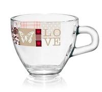 Set 6 Tazzine Tazze Caffe' in Vetro Brazil Romantic Pattern 80 cc