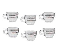 Set 6 Tazzine Tazze Caffè in Vetro Brazil Writings 75 cc