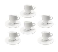 Set 6 Tazzine Tazze Caffe' Laura Bianca in Ceramica con Piattini