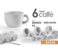 Set 6 Tazzine Tazze da Caffe' Bar Basse in Ceramica Bianche
