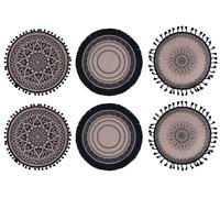 Villa d'Este Home Tivoli Set 6 Tovagliette tonde 38 cm in juta, Black