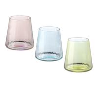 Evviva Set 6 Bicchieri acqua 400 ml, in vetro con decoro verticale - Reale (Multicolor)