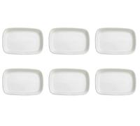 Set 6 Vassoi Snack Rettangolari 13x9x1,5 cm in Porcellana Allluminica Kaleidos Aluxina Bianchi