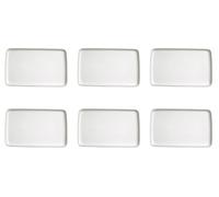Set 6 Vassoi Snack Rettangolari 16x8x1,5 cm in Porcellana Allluminica Kaleidos Aluxina Bianchi