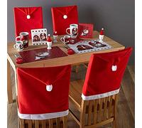 Set 6 x Coprisedia Natalizi Forma Cappello Babbo Natale Decorazione Natalizia Copri Schienale Sedia Sala da pranzo Natalizio Dimensione 50 x 60 cm in Tessuto Vellutato Addobi Natalizi Casa