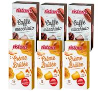Set 60 Capsule Ristora - 30 Crème Brûlée + 30 Macchiato - Compatibili con Macchine ad uso domestico Nespresso* - Bevande Solubili - 100% Made in Italy - Prodotto Originale