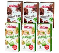 Set 60 Capsule Ristora - 30 Pistacchio + 30 Cioccolato - Compatibili con Macchine ad uso domestico Nespresso* - Bevande Solubili - 100% Made in Italy - Prodotto Originale