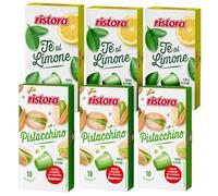 Set 60 Capsule Ristora - 30 Pistacchio + 30 Tè al Limone - Compatibili con Macchine ad uso domestico Nespresso* - Bevande Solubili - 100% Made in Italy - Prodotto Originale