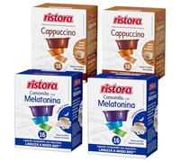 Set 64 Capsule Ristora miste per macchine ad uso domestico compatibili con il sistema A Modo Mio* 32 camomilla 32 cappuccino