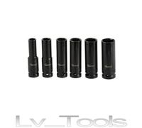 SET 6pz BUSSOLE A IMPATTO A IMPULSI LUNGHE 1/2" 10-21mm HEX GEKO G10500