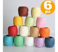 SET 6PZ CAVO RAFIA GOMITOLI NASTRO CORDA FILO PER FIORE FIORAIO BOMBONIERE REGAL