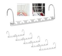 Relaxdays Staffa 6X Gruccia Multipla, per 12 Stampelle, Organizer per Armadio Salvaspazio, Appendino da 26 cm, Metallo, Argento, Ferro, 6 pz