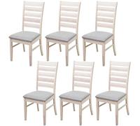Set 6X sedie Cucina HWC-G47 Legno massello Struttura Chiara Cuscino Grigio