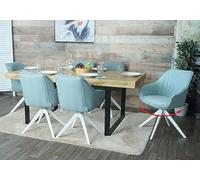 Set 6x sedie poltroncine girevole con braccioli elegante imbottita HWC-K27 tessuto verde menta
