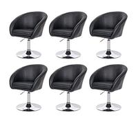 Set 6X sedie poltroncine Lounge girevoli HWC-F19 Metallo Cromato Ecopelle Nero