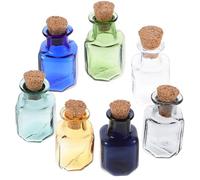 Set 7 Bottiglie in Vetro Tappo in Legno, Mini Formato Colore Casuale