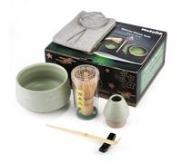 Set 7 Pezzi Matcha, Frusta Matcha, Set da tè Macha con Cucchiaio, Porta Frusta, Matcha Whisk, Paletta, Colino, Accessori Matcha Cerimonia del tè Tradizionale Giapponese Miglior Regalo, Verde rete