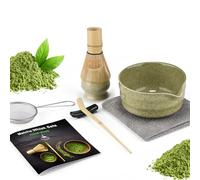 Set 7 Pezzi Matcha, Frusta Matcha, Set da tè Macha con Cucchiaio, Porta Frusta, Matcha Whisk, Paletta, Colino, Accessori Matcha Cerimonia del tè Tradizionale Giapponese Miglior Regalo, Verde maculato