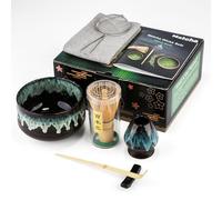 Set 7 Pezzi Matcha, Frusta Matcha, Set da tè Macha con Cucchiaio, Porta Frusta, Matcha Whisk, Paletta, Colino, Accessori Matcha Cerimonia del tè Tradizionale Giapponese Miglior Regalo, Blu sfumato