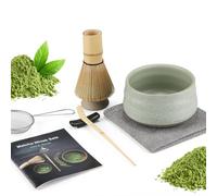 Set 7 Pezzi Matcha, Frusta Matcha, Set da tè Macha con Cucchiaio, Porta Frusta, Matcha Whisk, Paletta, Colino, Accessori Matcha Cerimonia del tè Tradizionale Giapponese Miglior Regalo, Verde rete