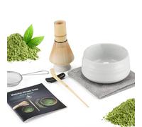 Set 7 Pezzi Matcha, Frusta Matcha, Set da tè Macha con Cucchiaio, Porta Frusta, Matcha Whisk, Paletta, Colino, Accessori Matcha Cerimonia del tè Tradizionale Giapponese Miglior Regalo, Bianco puro
