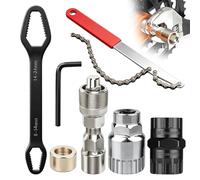 Set 7 Pezzi per Estrattore Pedivella Bici, Estrattore 2-in-1 per Cassetta a Filettata/Innesto, Bussola Movimento Centrale 20 Denti, Crank Puller e Cappuccio, Chiavi per Riparazione Bici, per Manutenzi