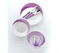 Set 7 pezzi Piatti + Posate + Bicchiere Eme Natura Flower Viola