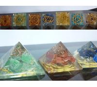 Set 7 PIRAMIDE ORGONE orgonite MANDALA CHAKRA cristallo turchese quarzo lapis