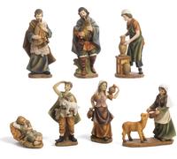 Set 7 soggetti, Mestieranti, Suonatori, Personaggi per Presepi 20 cm in Resina