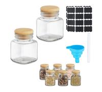 Set 8 Barattoli Portaspezie Vetro Tappo Bambù Vasetti 100 ml Contenitore Spezie