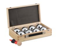 Set 8 Bocce Gioco Spiaggia Sfere D: 72 mm Palle Acciaio Misuratore Boccino Legno