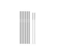 Set 8 Cannucce per Bibite con Scovolino per la Pulizia - Cannucce Riutilizzabili con Spazzolino, in Metallo, 23.5cm, Argento