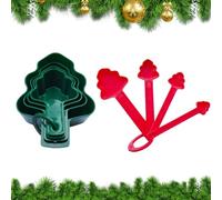 Set 8 Cucchiai E Misurini Albero Di Natale - Misurini E Cucchiai A Forma Di Albero Festivi Per Dolci | ABS Impilabile, 12x21cm, Strumenti Da Cucina E Regalo Per Le Feste