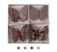Set 8 farfalle decorative con clip in ferro, Santa's House