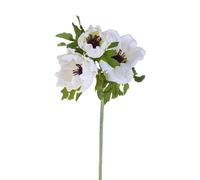 Set 8 Fiori Artificiali di Anemone Composta da 3 Fiori Altezza 46 cm Bianco