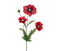 Set 8 Papaveri Artificiale di Campo con 4 Fiori Artificiali Altezza 65 cm Rosso