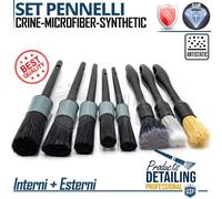 SET 8 Pennelli PULIZIA Auto Detailing Interni Esterni Professionale ANTIGRAFFIO