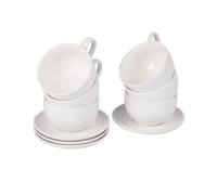 SET 8 PEZZI PER COLAZIONE CAPPUCCINO 4 TAZZE 200 E 4 PIATTINI PORCELLANA BIANCA