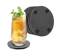 Set 8 Pezzi Sottobicchieri Rotondi in Ardesia 10 Cm Colore Nero Pietra Naturale Certificati Contatto Alimentare con Gommini Antiscivolo Sottobicchiere Bar,Birreria,Casa Accessori Decorazione Tavola