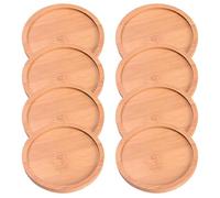 Set 8 Pezzi Sottovasi Rotondi in bambù Beige per Contenitori di Piante Esterno, Antileak e Resistente, Come Supporto per Fioriere da Interno e Giardino