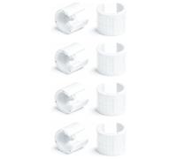 Set 8 Piedini per Sedia a Pinza con Perno, Supporto Piede Resistente, per Tubi Tondi, Clip di Fissaggio Stabile, Base Affidabile, per Fissaggio della Scocca/Sedia, Bianco Ø 24-26 mm.