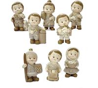 Set 8 pz statue in resina presepe bambini 8 personaggi 5,8 cm