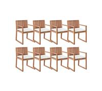 Set 8 sedie da giardino con cuscini in legno di acacia certificato rivestimento