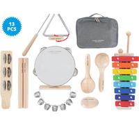 Set 8 Strumenti Didattici Metodo Piccole Percussioni di Legno per Bambini Musica