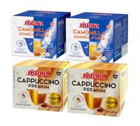 Set 80 Capsule Ristora Compatibili con le Macchine ad uso domestico Nescafè®* Dolce Gusto®* 40 Camomilla arancia miele 40 Cappuccino premium