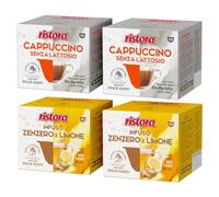 Set 80 Capsule Ristora Compatibili con le Macchine ad uso domestico Nescafè®* Dolce Gusto®* 40 Cappuccino senza lattosio 40 Infuso Zenzero e Limone