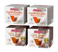 Set 80 Capsule Ristora Compatibili con le Macchine ad uso domestico Nescafè®* Dolce Gusto®* 40 Cappuccino senza lattosio 40 Ginseng cannella